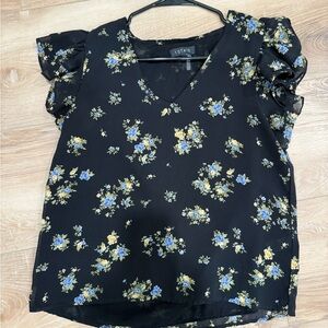 1. State Women's Black Floral Top